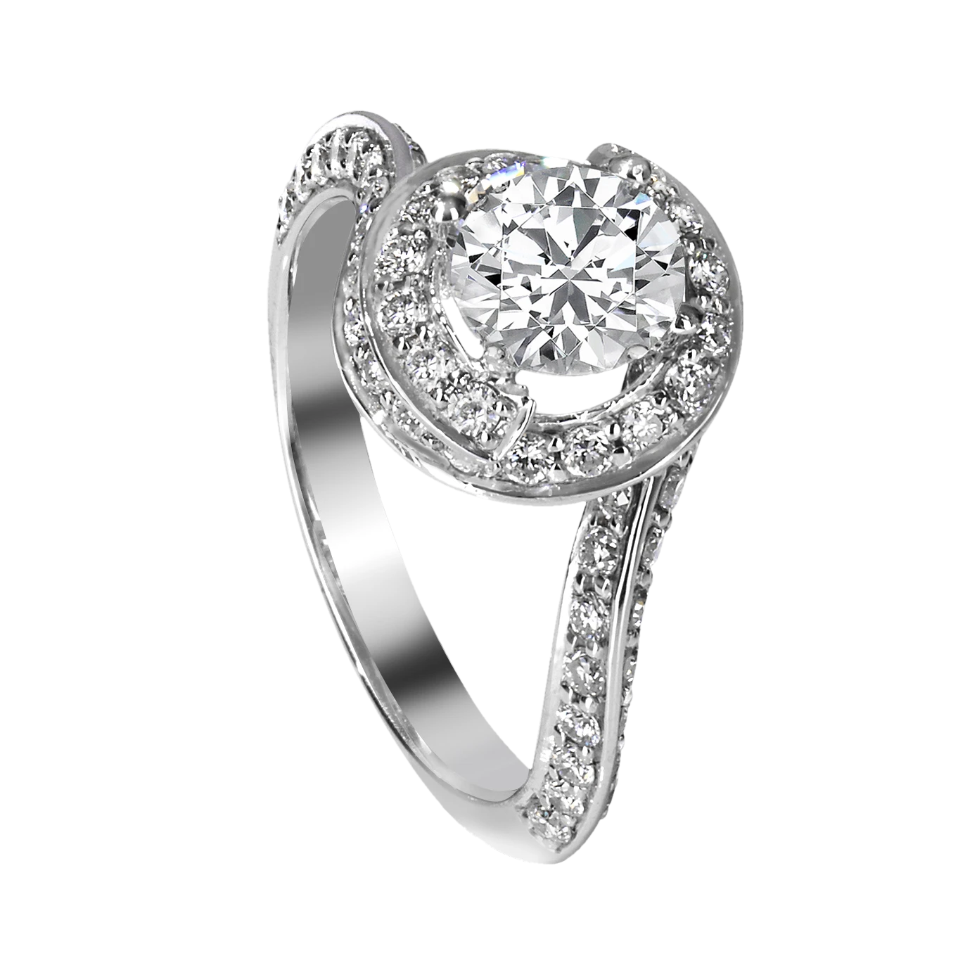 Diamond ring with shoulder diamonds